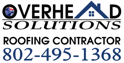 Overhead Solutions Roofing Contractor Logo including phone number - 802-495-1368